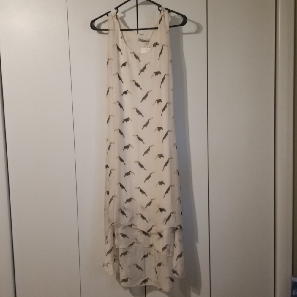 Silk Blend Elena Baldi Toucan H/L Dress Sz XL
